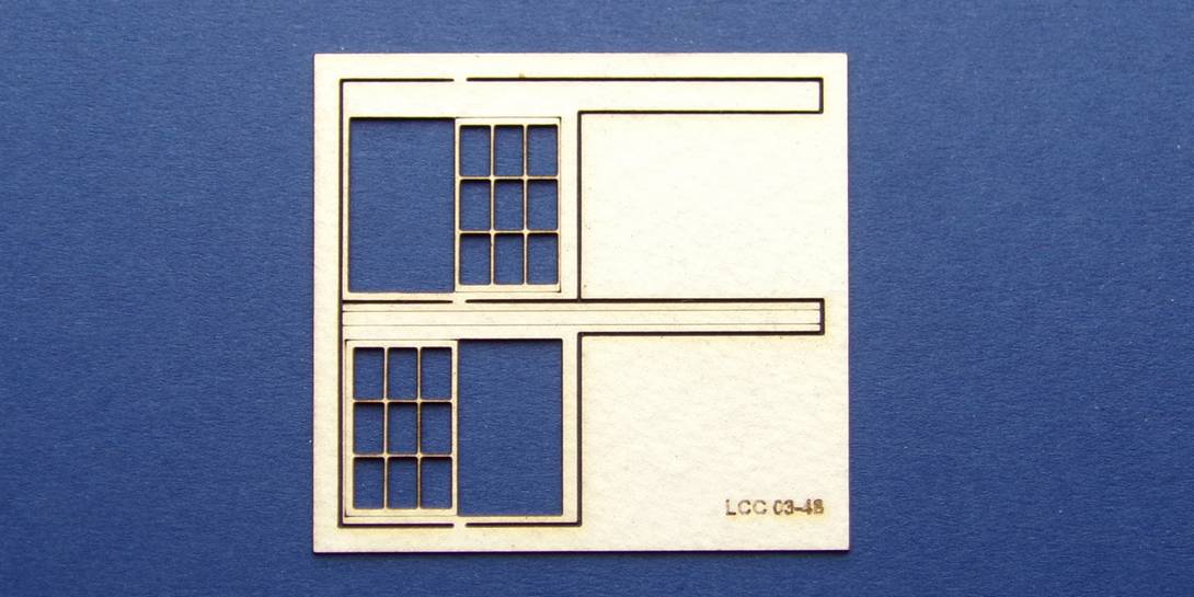 LCC 03-48 OO gauge set of windows for 03-15 type 1 Set of windows for signal box wall.